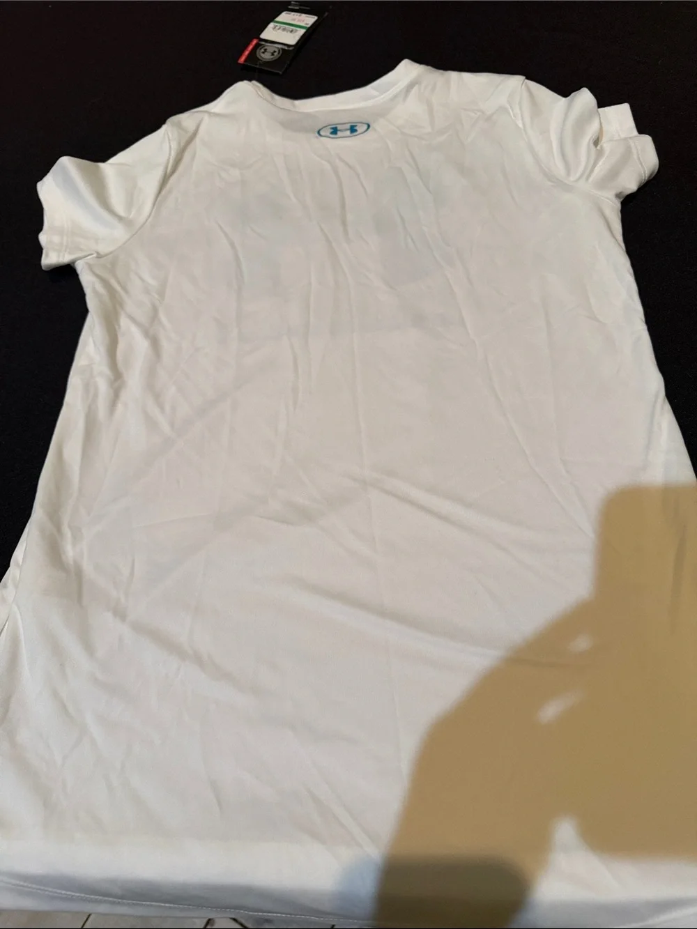 Under Armour White Short-Sleeve Performance Tee with Teal Logo
